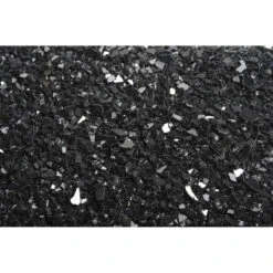 American Fireglass 18-in H Burner | 1/4-in Black Reflective Fire Glass Set | NG