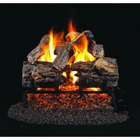 Real Fyre 18" Burnt Rustic Oak Gas Log Set, G4 Burner, NG 3 Real Fyre 18" Burnt Rustic Oak Gas Log Set, G4 Burner, NG