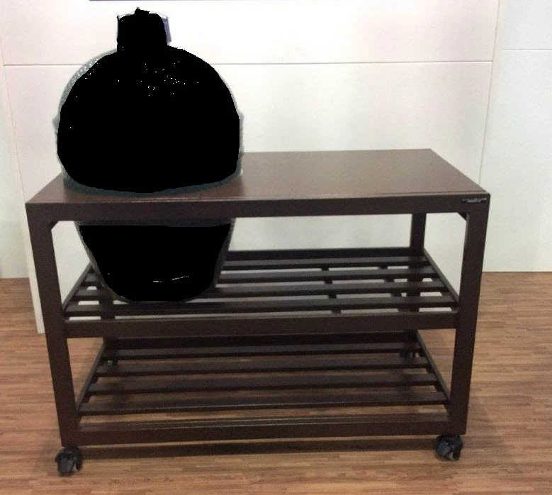 Challenger Large Big Green Egg Walnut Open Cart With Bottom Shelf