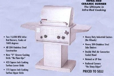 Elite I Infra Red Grill On Pedestal, 1 Side Shelf | LP 4 Elite I Infra Red Grill On Pedestal, 1 Side Shelf | LP - Image 2